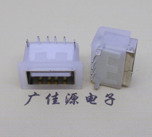 卧式后两脚DIP插板USB AF 2.0防水母座,反向插A公头连接器
