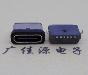 卧式防水TYPE C6P母座连接器两脚沉0.8mm