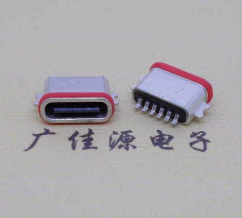 沉板0.8mm防水type-c6p贴板母座